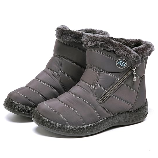 2023 Women's Ankle Snow Boots, Fleece Liner Casual Keep Warm Zipper Booties