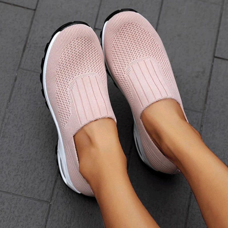 Women's Air Cushion Slip-On Shoes, Breathable Comfortable Sneakers for Wide Feet