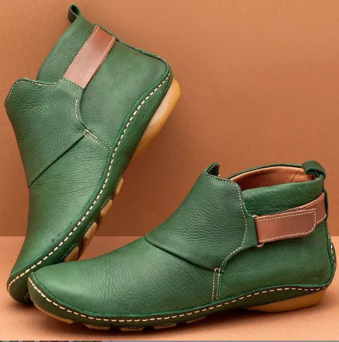 Women's Vintage Velcro Flat Ankle Boots