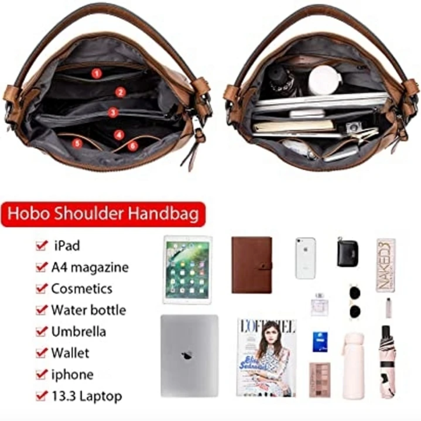 Premium Leather Shoulder Crossbody Hobo Handbag With GIFT