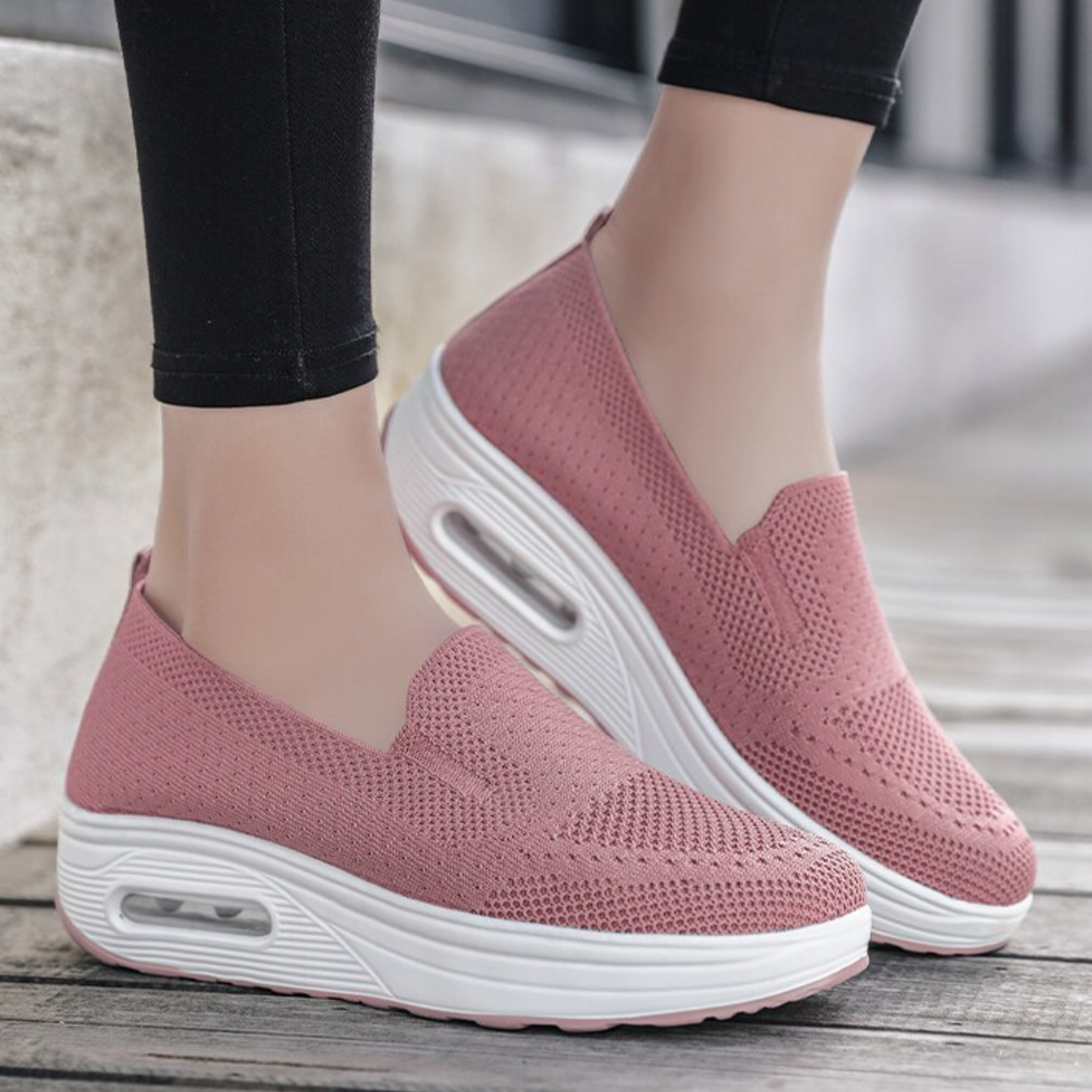 2023 Flying Woven Air Cushion Running Shoes, Thick Bottom Slip On Orthopedic Diabetic Walking Sneakers