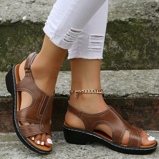 Women's Summer Wedge Sandals, Premium Leather Orthopedic Sandals
